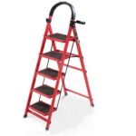 سلم قابل للطي 5 درجات مع دواسة عريضة مضادة للانزلاق