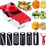 قطاعة خضروات ومبشرة مع حاوية طعام و6 شفرات