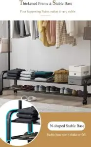 ⁦منظم و حامل ملابس معدني (بلون اسود مع عجلات)⁩ - الصورة ⁦4⁩