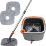 ممسحة مايكروفايبر مع دلو مزدوج وعصارة نظام تنظيف متكامل وسهل الاستخدام