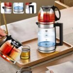 غلاية كهربائية مزدوجة ستانلس ستيل وزجاج، 1500 واط، سعة 2 لتر