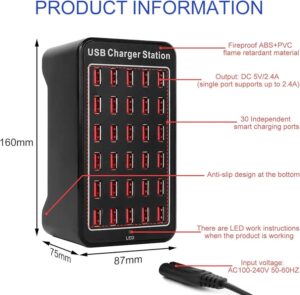 ⁦محطة شحن USB متعددة المنافذ بقوة 150 وات (30 أمبير) مع ميزة Smart Detect⁩ - الصورة ⁦7⁩