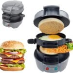 ماكينة صنع شطيرة برجر ومكبس بانيني مع حلقات للبيض