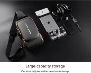 ⁦شنطة صدر رجالية مقاومة للماء ومضادة للسرقة مع منفذ شحن USB⁩ - الصورة ⁦7⁩