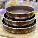 ⁦طقم 3 صواني فرن جرانيت دائرية – غير لاصقة – مقاومة للخدوش – HotChef بني⁩ - الصورة ⁦3⁩