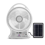 مروحة طاولة ذكية 14 إنش قابلة لإعادة الشحن مع بلوتوث وراديو وإضاءة تعمل بالبطارية والطاقة الشمسي