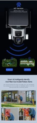 ⁦كاميرا S5 شمسية 4K بعدستين وتقريب بصري 20 تغطية كاملة واتصال Wi-Fi و4G⁩ - الصورة ⁦10⁩