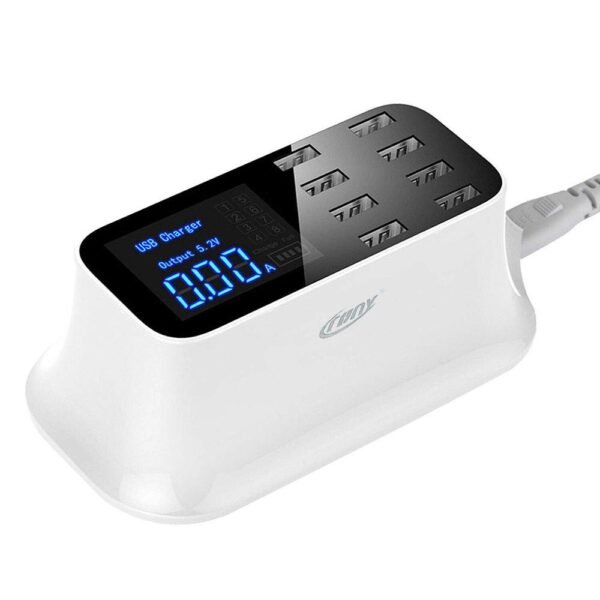 شاحن USB مكتبي بـ 8 منافذ وشاشة LED قوة 40 واط مع كابل 1.5 م
