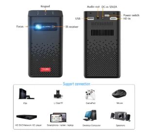 ⁦جهاز عرض بروجكتور محمول C900 – DLP ذكي مع بلوتوث بطارية داخلية⁩ - الصورة ⁦5⁩