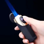 ولاعة إلكترونية بشاشة لمس قابلة للشحن USB بثلاث شعلات نفاثة مقاومة للرياح