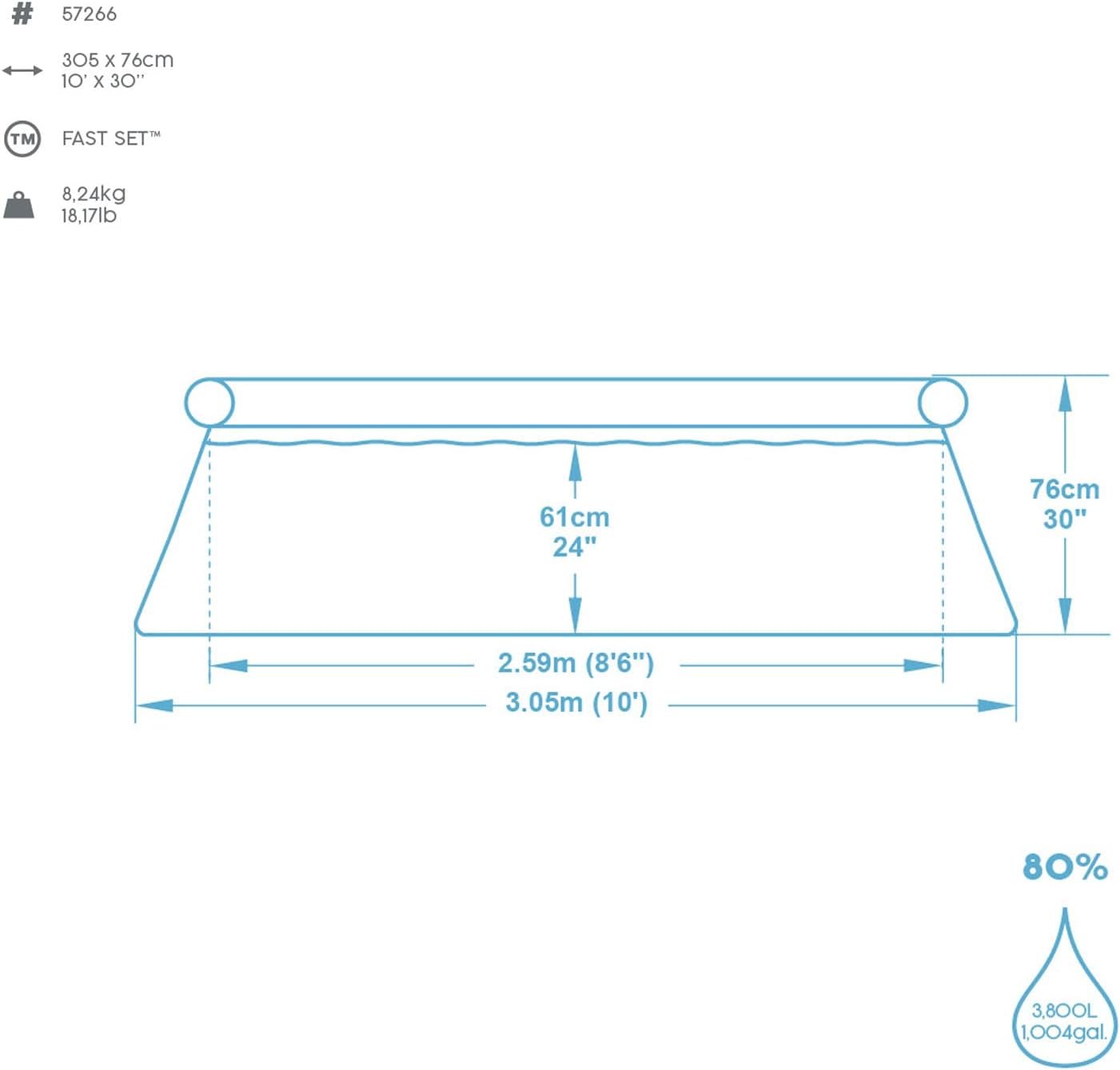 513QHC8rqbL._AC_SL1500_ مسبح سريع الإعداد قابل للطى من بيست واي 305×76 - الصورة 3