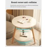 ⁦طاولة قهوة مستديرة خشبية بطبقتين – أسود⁩ - الصورة ⁦4⁩