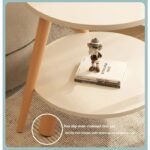 ⁦طاولة قهوة مستديرة خشبية بطبقتين – أسود⁩ - الصورة ⁦3⁩