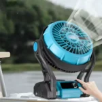 ⁦مروحة محمولة تعمل بالشحن مع إضاءة LED⁩ - الصورة ⁦3⁩