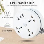 ⁦وصلة مشترك كهربائي 3 منافذ مع 3 منافذ USB للشحن السريع⁩ - الصورة ⁦4⁩