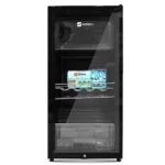 ثلاجة مشروبات سايونا مع فريزر سعة 165 لتر باب زجاجي بقفل وإضاءة LED