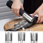 مكشطة قشور السمك الكهربائية المقاومة للماء، قابلة للشحن مع شفرتين وفرشاة ستانلس ستيل