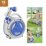 بكرة هوز مياه مرنة 15 متر مع مسدس 7 وظائف ومقبض حمل