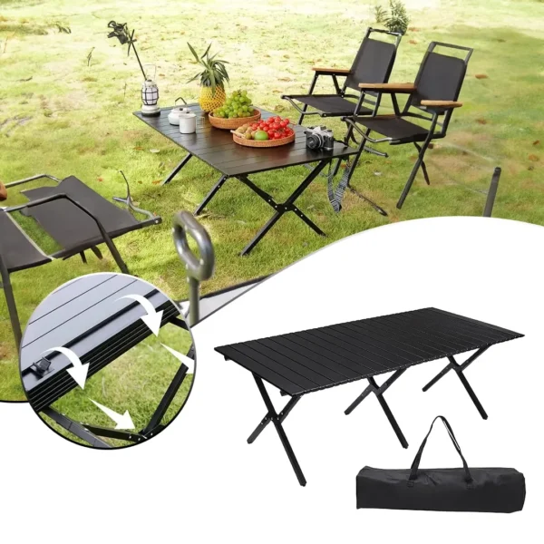 طاولة تخييم ونزهات معدنية قابلة للطي