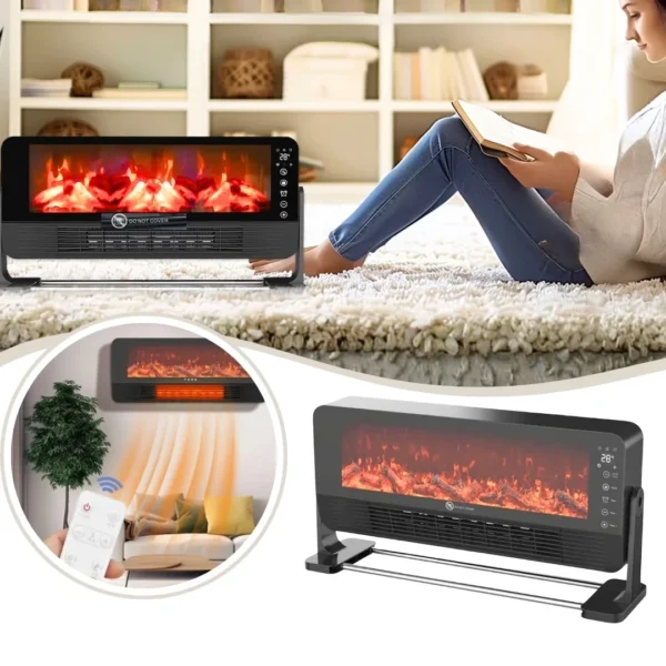 مدفأة كهربائية بشاشة LED ولهب ثلاثي الأبعاد 2000 واط