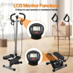 ⁦جهاز تمارين صعود الدرج مع أحزمة مقاومة ومقبض شاشة LCD يتحمل حتى 150 كجم⁩ - الصورة ⁦4⁩