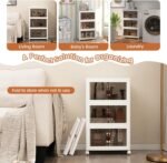 ⁦صناديق تخزين بلاستيكية قابلة للطي مع عجلات وأبواب شفافة⁩ - الصورة ⁦2⁩