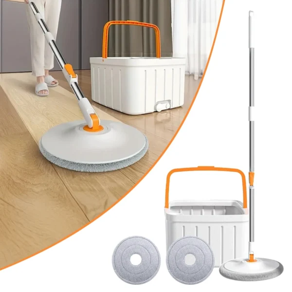 ممسحة أرضيات دوّارة مع دلو فصل الماء النظيف عن المتسخ