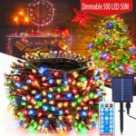 ⁦سلسلة أضواء LED شمسية متعددة الألوان بطول 50 متر⁩ - الصورة ⁦2⁩