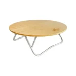 طاولة بامبو دائرية قابلة للطي بقاعدة ألمنيوم