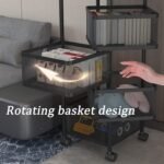 ⁦رف تخزين مطبخ دوّار 3 طبقات بعجلات 360°⁩ - الصورة ⁦4⁩