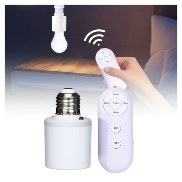 قاعدة مصباح ذكية E27 مع جهاز تحكم عن بعد لاسلكي