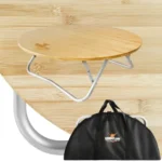 ⁦طاولة بامبو دائرية قابلة للطي بقاعدة ألمنيوم⁩ - الصورة ⁦3⁩