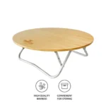 ⁦طاولة بامبو دائرية قابلة للطي بقاعدة ألمنيوم⁩ - الصورة ⁦5⁩