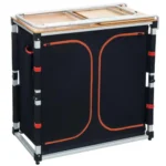 ⁦مطبخ رحلات متنقل بسطح خشب بامبو مع غطاء رياح⁩ - الصورة ⁦4⁩