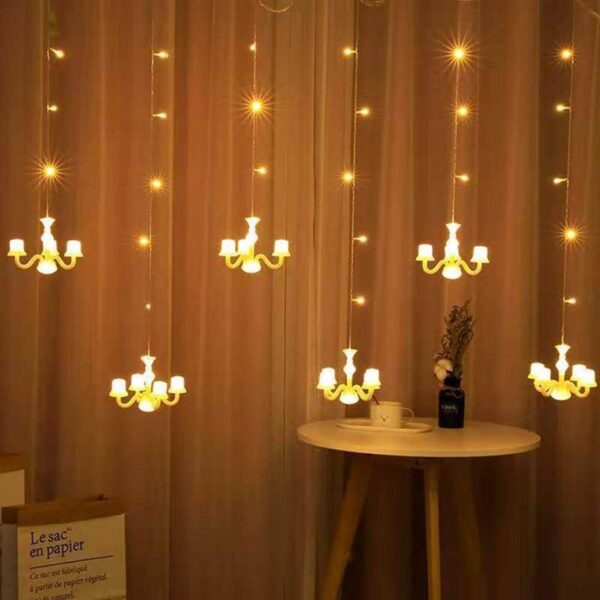 ستارة إضاءة شمعية LED بطول 2.5 متر – 6 حوامل