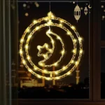 مصباح حلقات هلال ونجمة بإضاءة LED دافئة