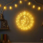 ⁦مصباح حلقات هلال ونجمة بإضاءة LED دافئة⁩ - الصورة ⁦3⁩