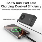 ⁦باور بانك بسعة 10000mAh شحن سريع 22.5W مع كابل Type-C قابل للسحب ASPOR A372⁩ - الصورة ⁦4⁩