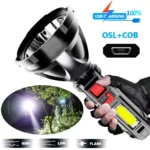 ⁦كشاف يدوي LED قابل للشحن – إضاءة قوية بعيدة المدى مع 4 أوضاع⁩ - الصورة ⁦2⁩