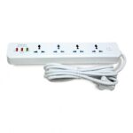 ⁦وصلة كهرباء 4 مخارج مع 3 USB بطول 3 متر – حماية من الحمل الزائد⁩ - الصورة ⁦3⁩