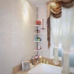 رف زاوية حمام تلسكوبي 4 طبقات – منظم قابل للتعديل بدون حفر - الصورة 3