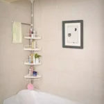 رف زاوية حمام تلسكوبي 4 طبقات – منظم قابل للتعديل بدون حفر - الصورة 5