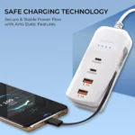 ⁦شاحن سريع 66 واط متعدد المنافذ – USB مع كابل Type-C مدمج⁩ - الصورة ⁦4⁩