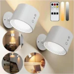 مصباح جداري LED أسود لاسلكي مزدوج – تحكم باللمس والريموت مع سطوع قابل للتعديل 