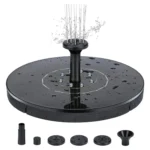 نافورة مياه بالطاقة الشمسية مع إضاءة LED – 6 فوهات لرش الماء للحدائق والأحواض
