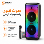 سماعة احترافية متنقلة تعمل بالبطارية 4000 واط مع بلوتوث وإضاءة led – sayona 