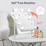 مرآة مكياج led قابلة للشحن مع 9 مصابيح و3 أوضاع إضاءة
