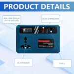 محول طاقة ذكي محمول مع منفذ ac و2 usb ومنفذ usb type c وشاشة led