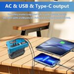 محول طاقة ذكي محمول مع منفذ ac و2 usb ومنفذ usb type c وشاشة led