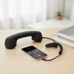 سماعة هاتف ريترو usb c بميكروفون إلغاء الضوضاء وقاعدة مكتبية